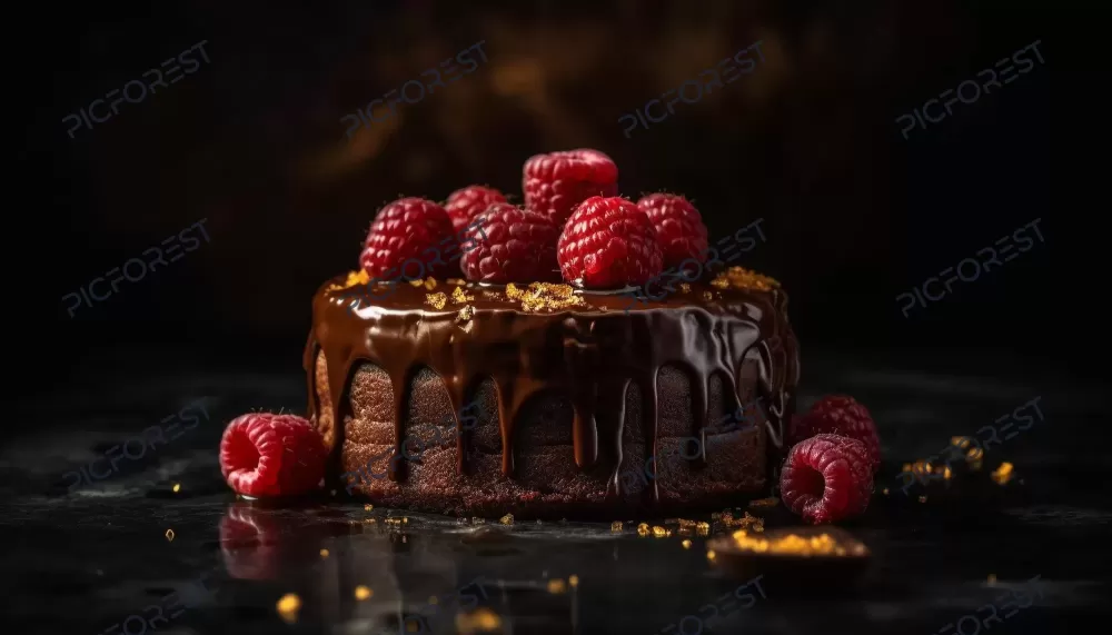 دانلود عکس کیک شکلاتی با تکه‌های بلوبری