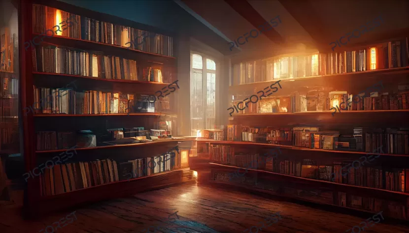 دانلود عکس کتابخانه بزرگ چوبی اتاق زیر شیروانی