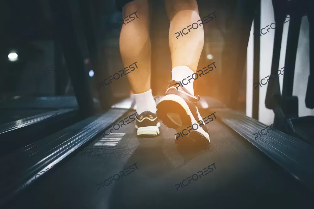 دانلود عکس یک مرد در حال راه رفتن روی تردمیل